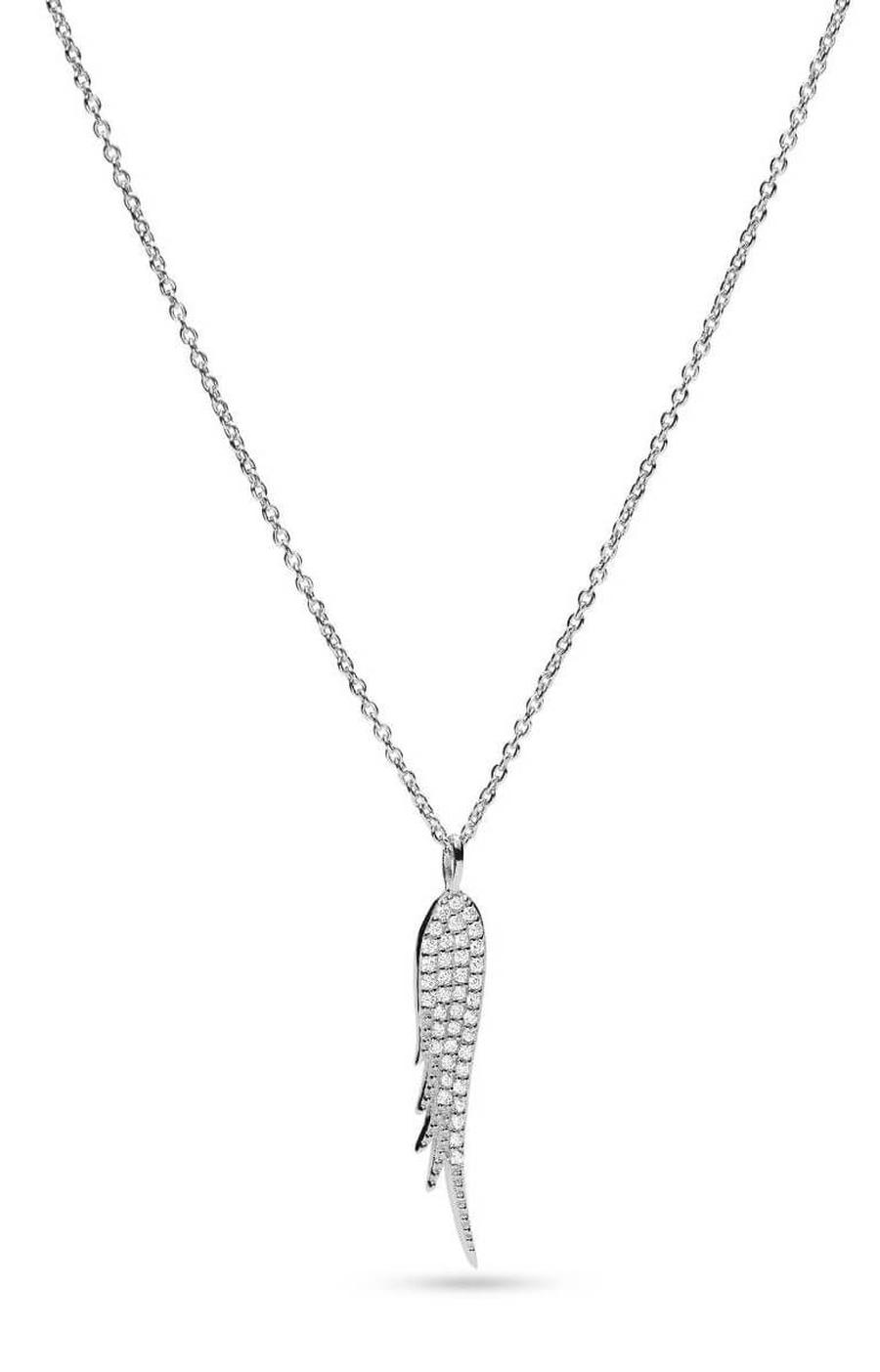 Fossil Něžný stříbrný náhrdelník s krystaly Andělské křídlo JFS00535040