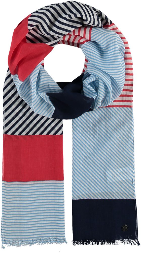 Fraas Dámský bavlněný šátek Colour Blocking Design 609028 - modrá