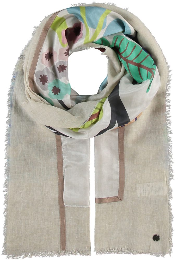 Fraas Dámský obdélníkový šátek Flower Print 633009 - béžová