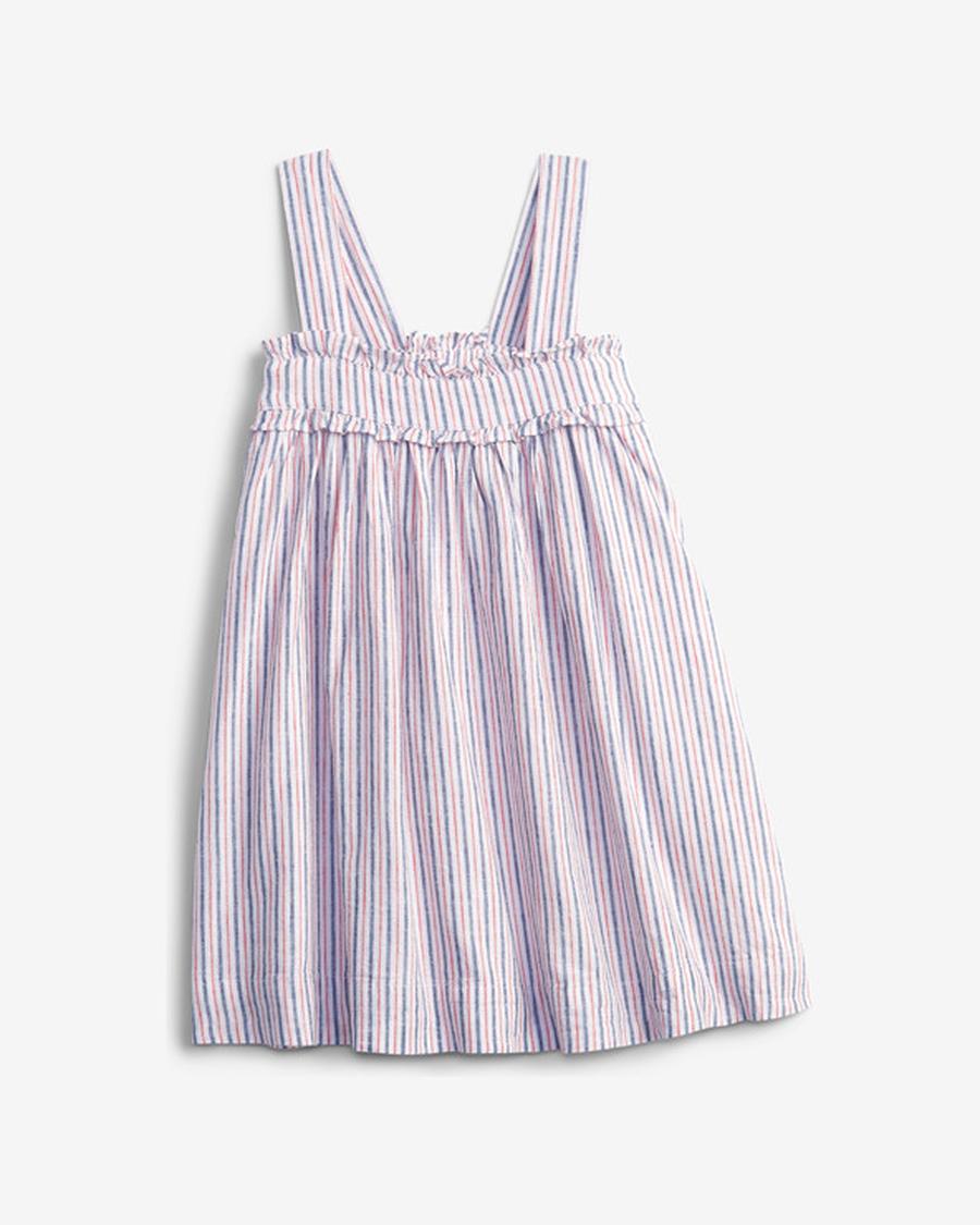 GAP Linen Stripe Šaty dětské Růžová