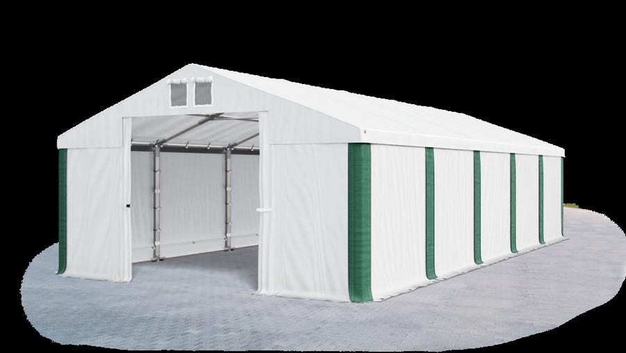 Garážový stan 4x8x2m střecha PVC 560g/m2 boky PVC 500g/m2 konstrukce ZIMA Bílá Bílá Zelené,Garážový stan 4x8x2m střecha PVC 560g/m2 boky PVC 500g/m2 k
