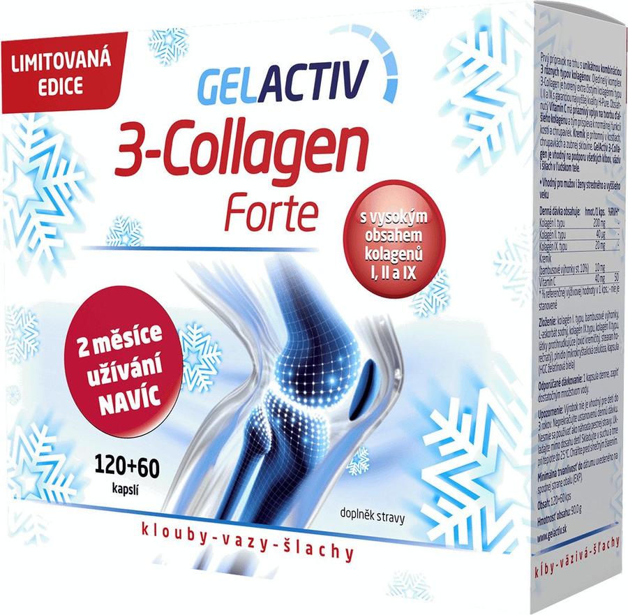 GelActiv 3-Collagen Forte Dárkové balení 180 kapslí