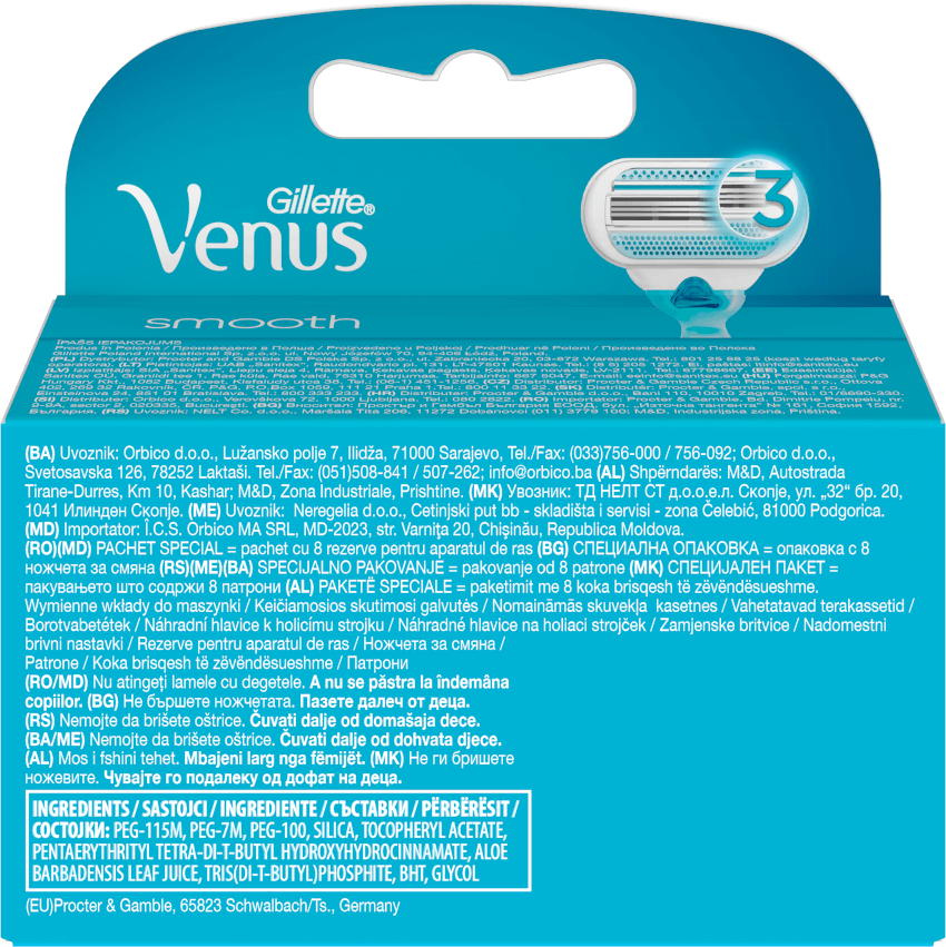 Gillette Venus Smooth náhradní hlavice 8 ks