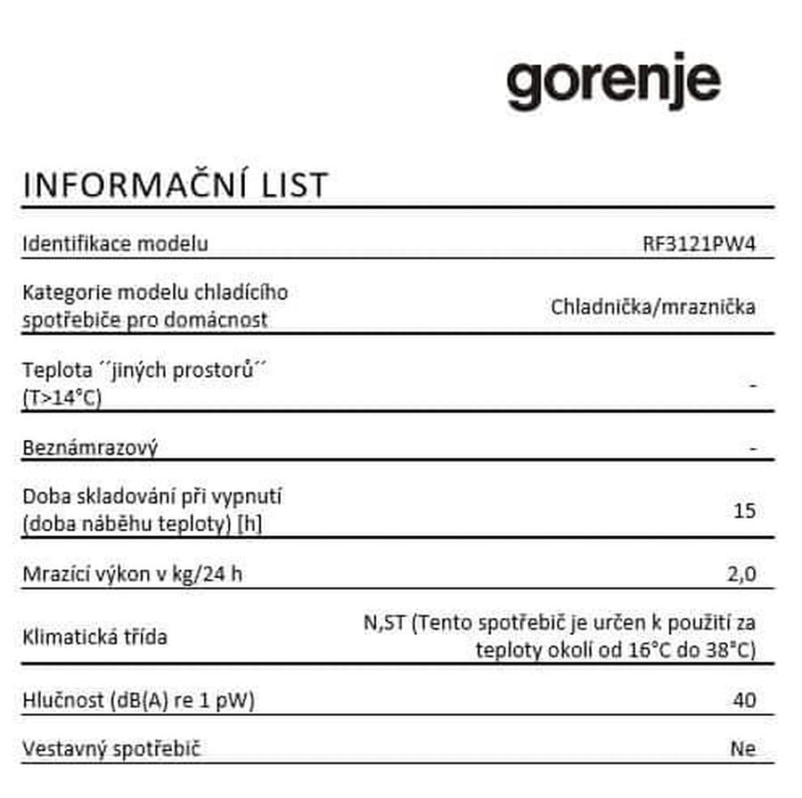 Gorenje chladnička RF3121PW4