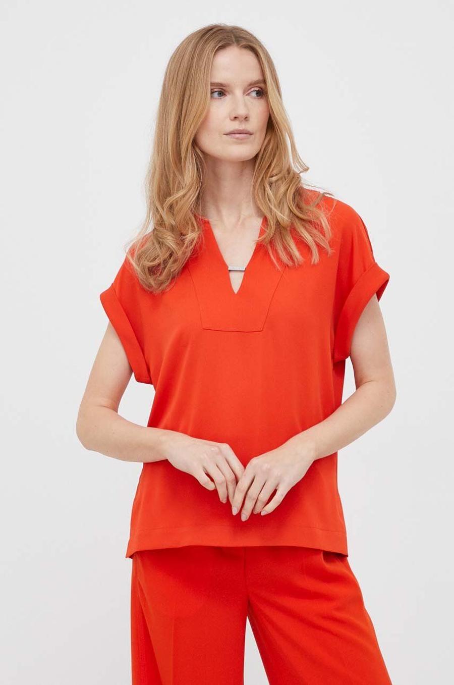 Halenka Calvin Klein dámská, oranžová barva, hladká