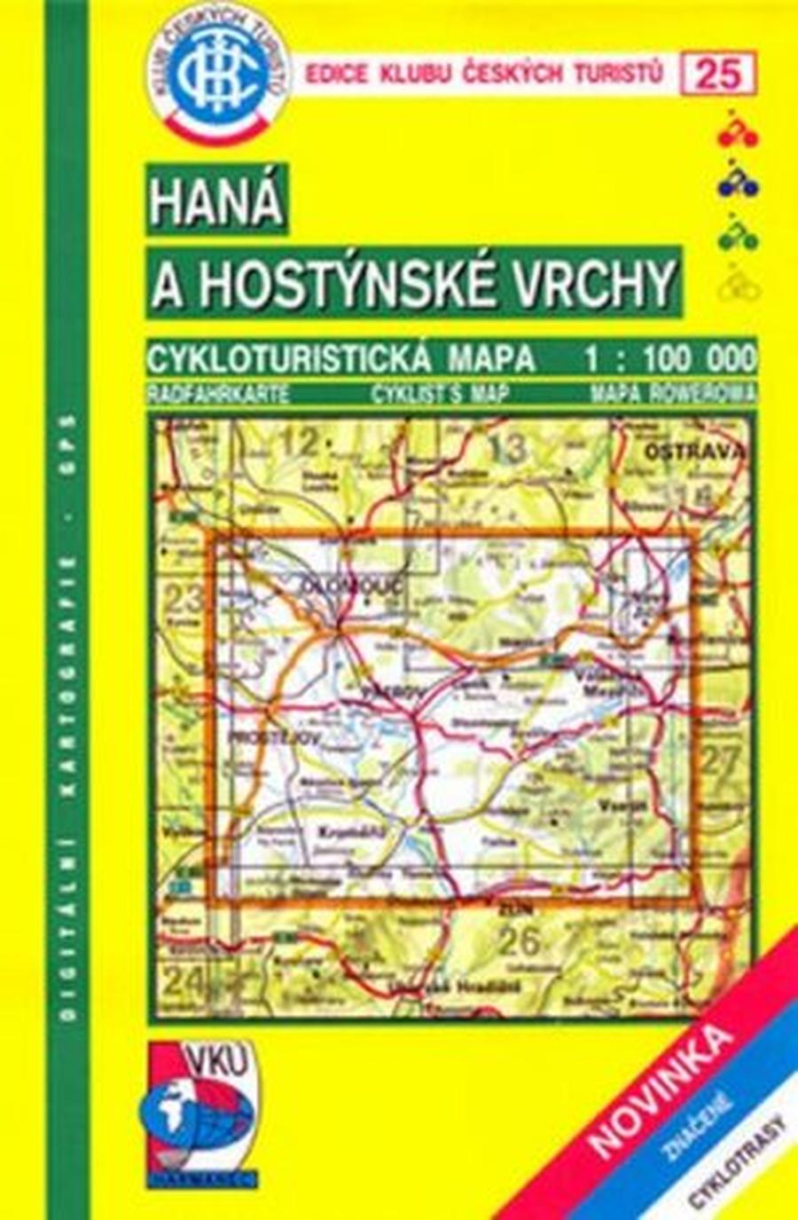 Haná a Hostýnské vrchy - Cykloturistická mapa - edice Klub českých turistů 25