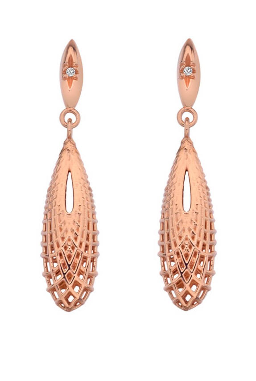 Hot Diamonds Elegantní bronzové náušnice s diamanty Quest Filigree Teardrop DE656