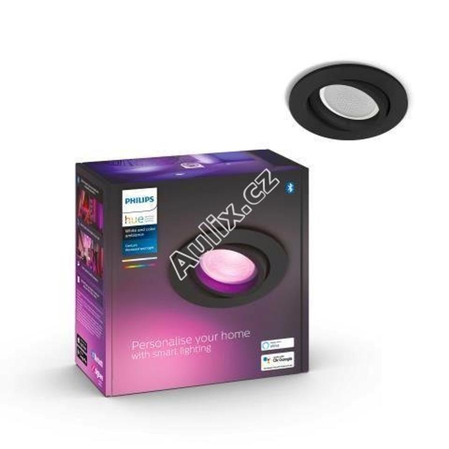 Hue Bluetooth White and Color Ambiance Zapuštěné bodové svítidlo Philips Centura 8719514342927 GU10 5,7W 350lm 2000-6500K RGB IP20 černé, stmívatelné