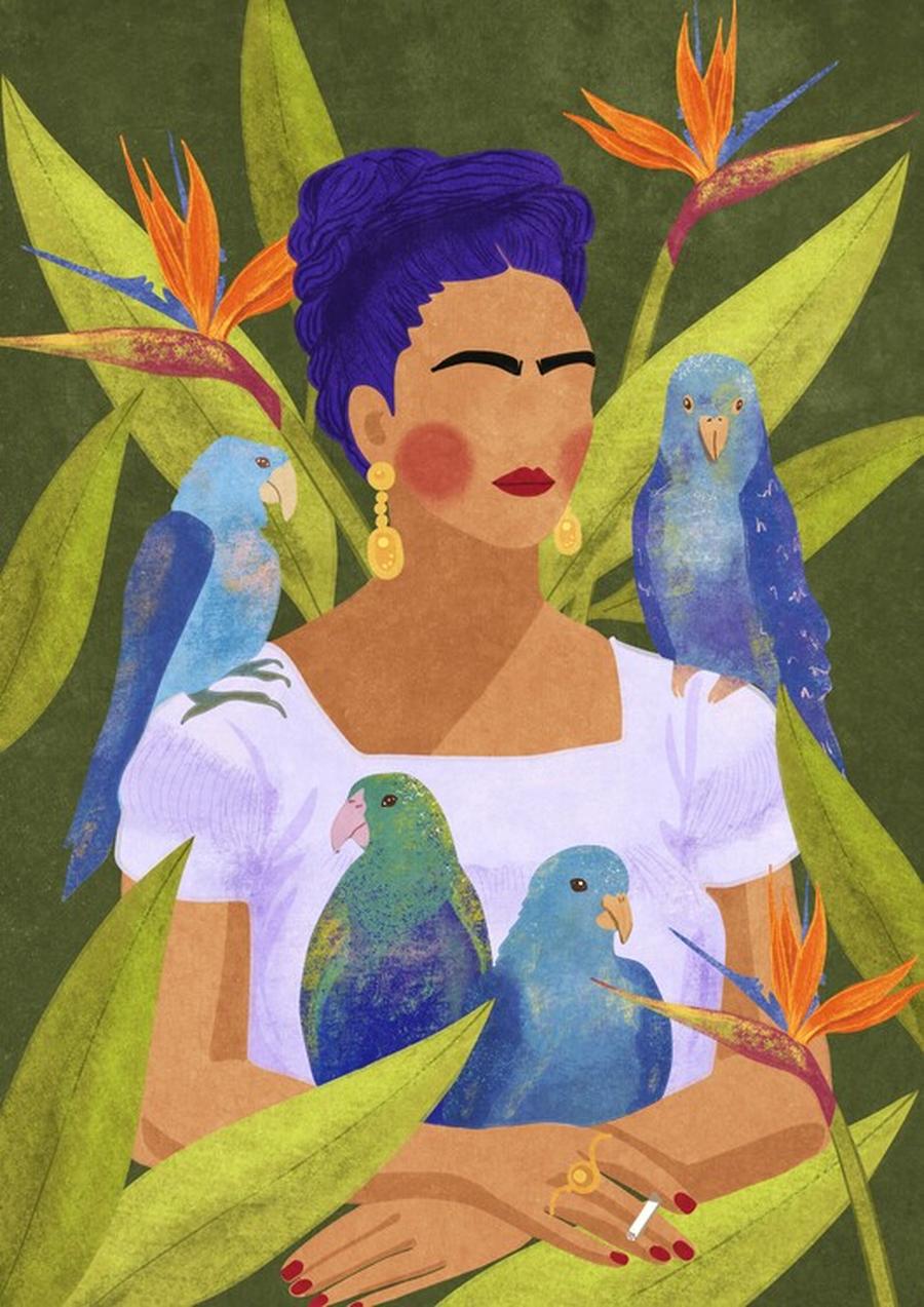 Ilustrace Frida and birds, Raissa Oltmanns,