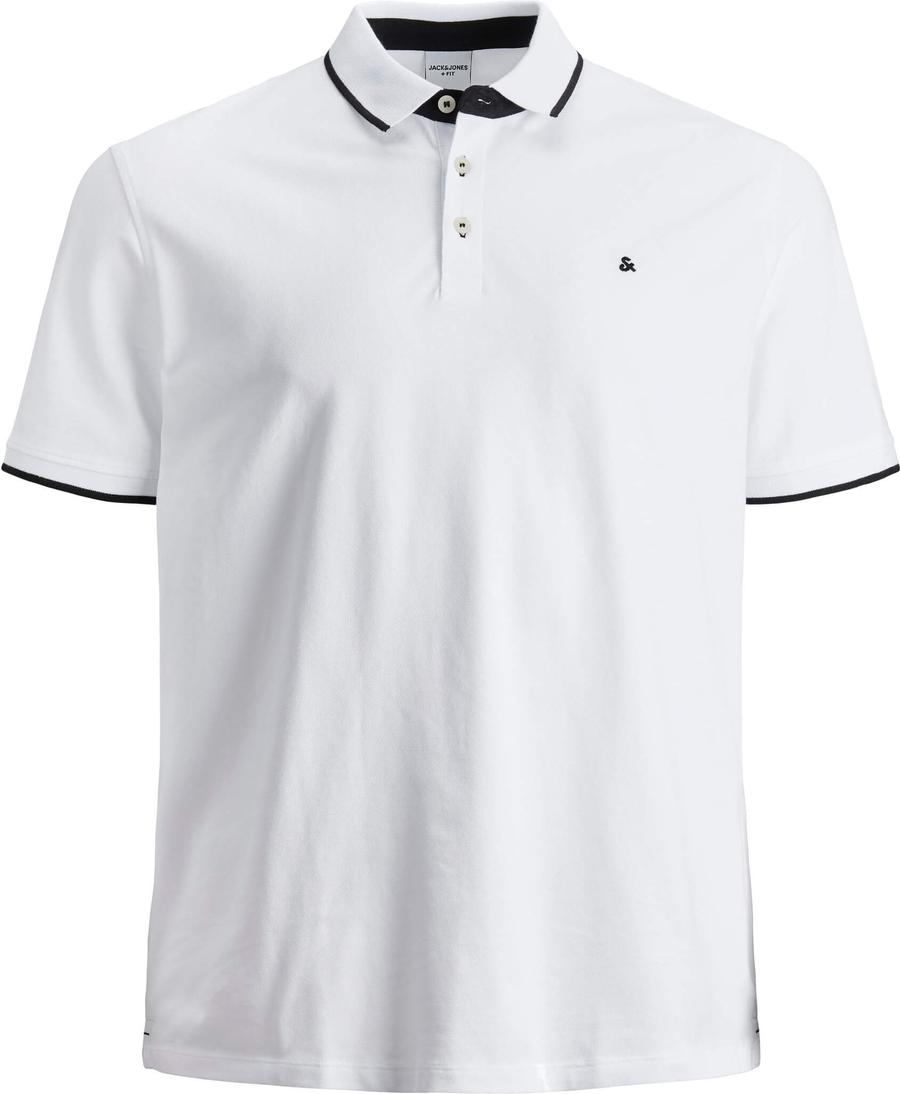 Jack&Jones PLUS Pánské polo triko Slim Fit JJEPAULOS 12143859 White 4XL