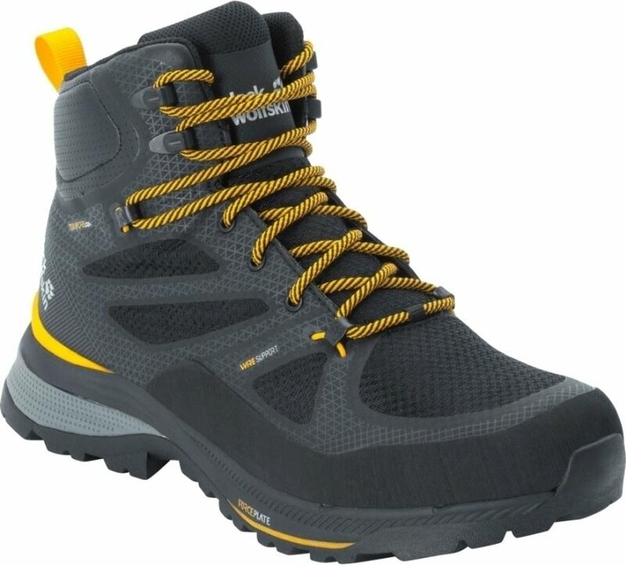 Jack Wolfskin Pánské outdoorové boty Force Striker Texapore Mid Black/Burly Yellow XT 40,5