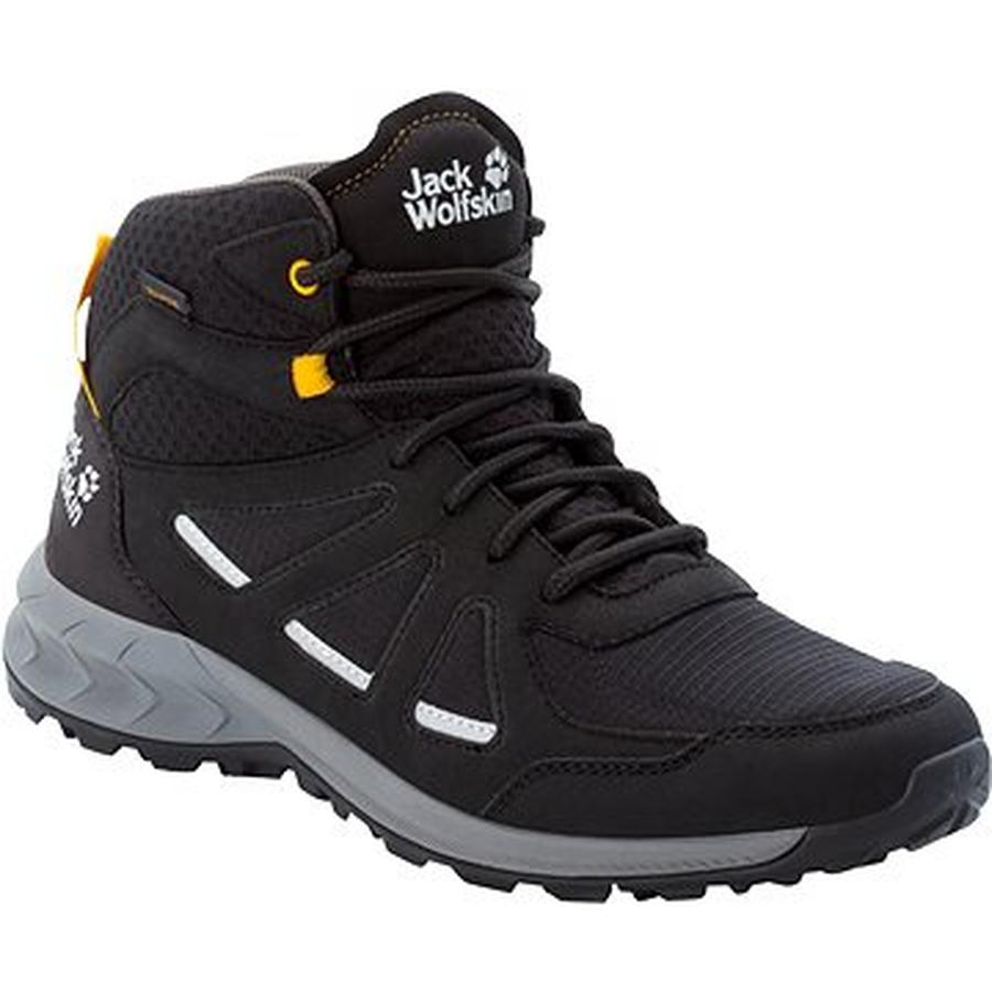 Jack Wolfskin Woodland 2 Tex Mid M černá/žlutá EU 42,5 / 263 mm