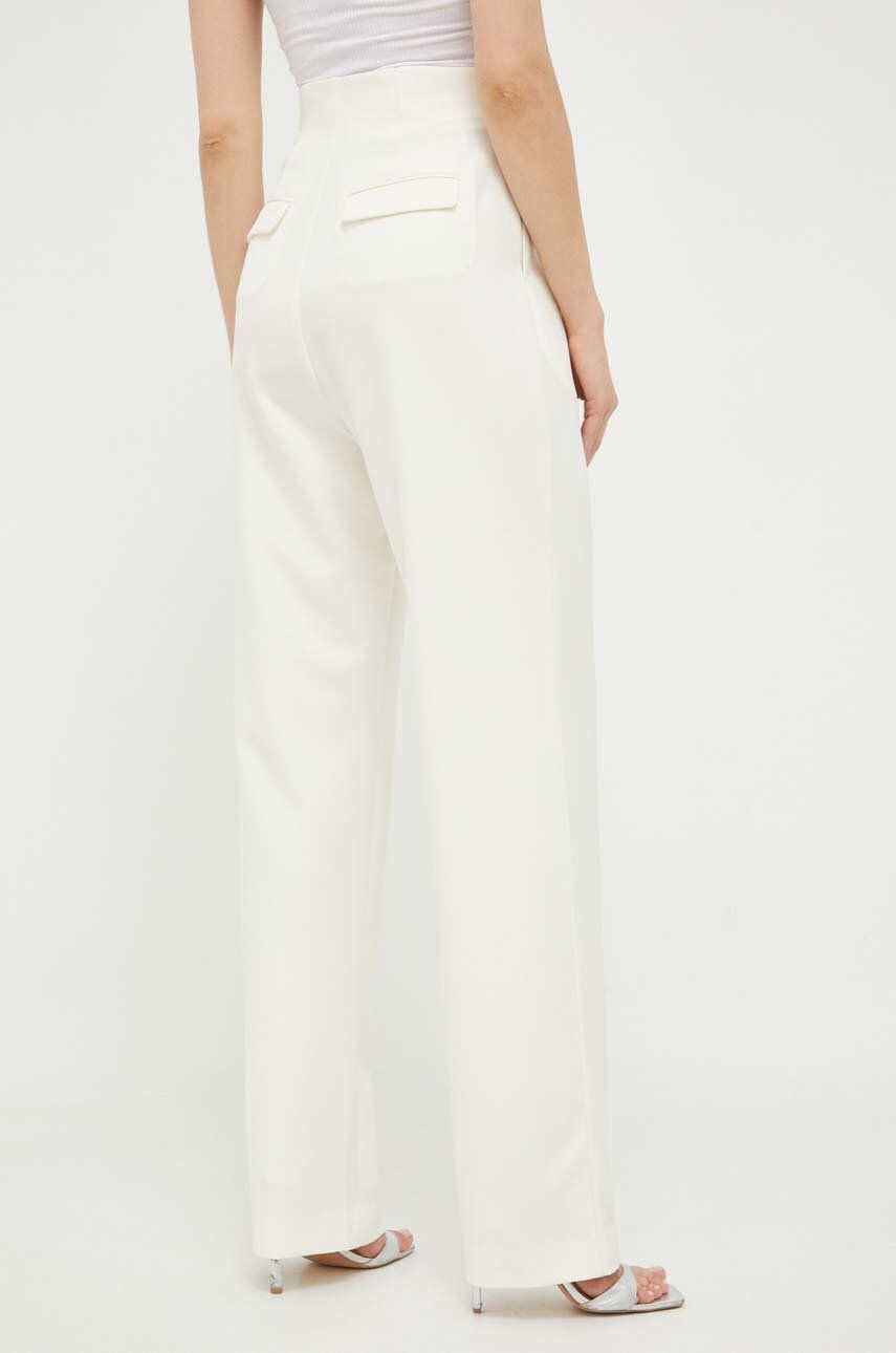 Kalhoty Custommade Prudence dámské, béžová barva, jednoduché, high waist