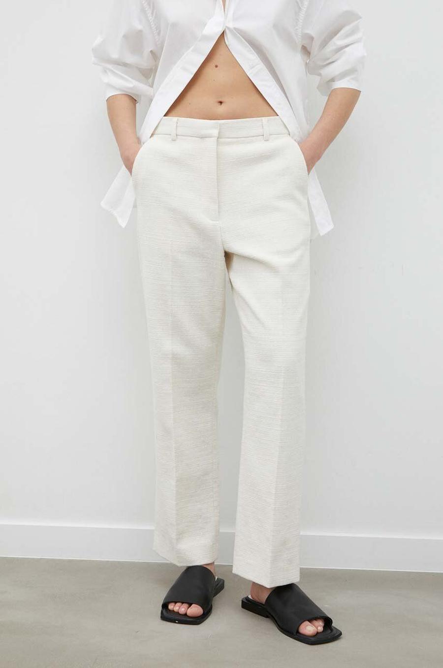 Kalhoty Day Birger et Mikkelsen dámské, béžová barva, jednoduché, high waist