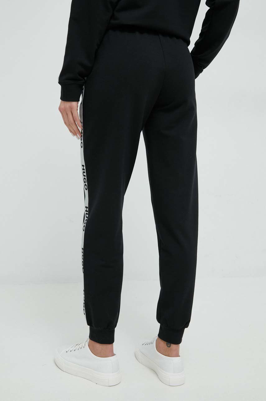 Kalhoty HUGO černá barva, s potiskem