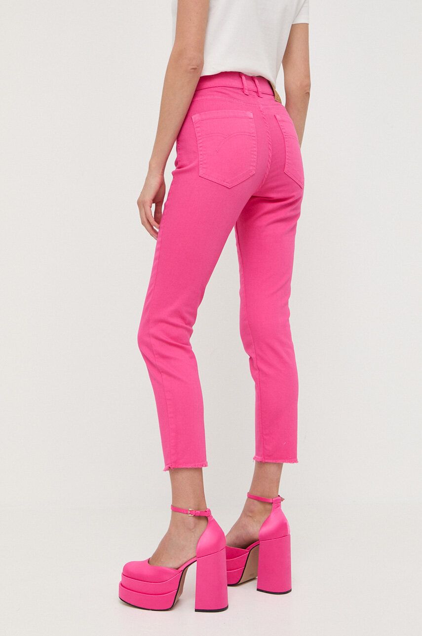 Kalhoty Marella dámské, růžová barva, přiléhavé, medium waist