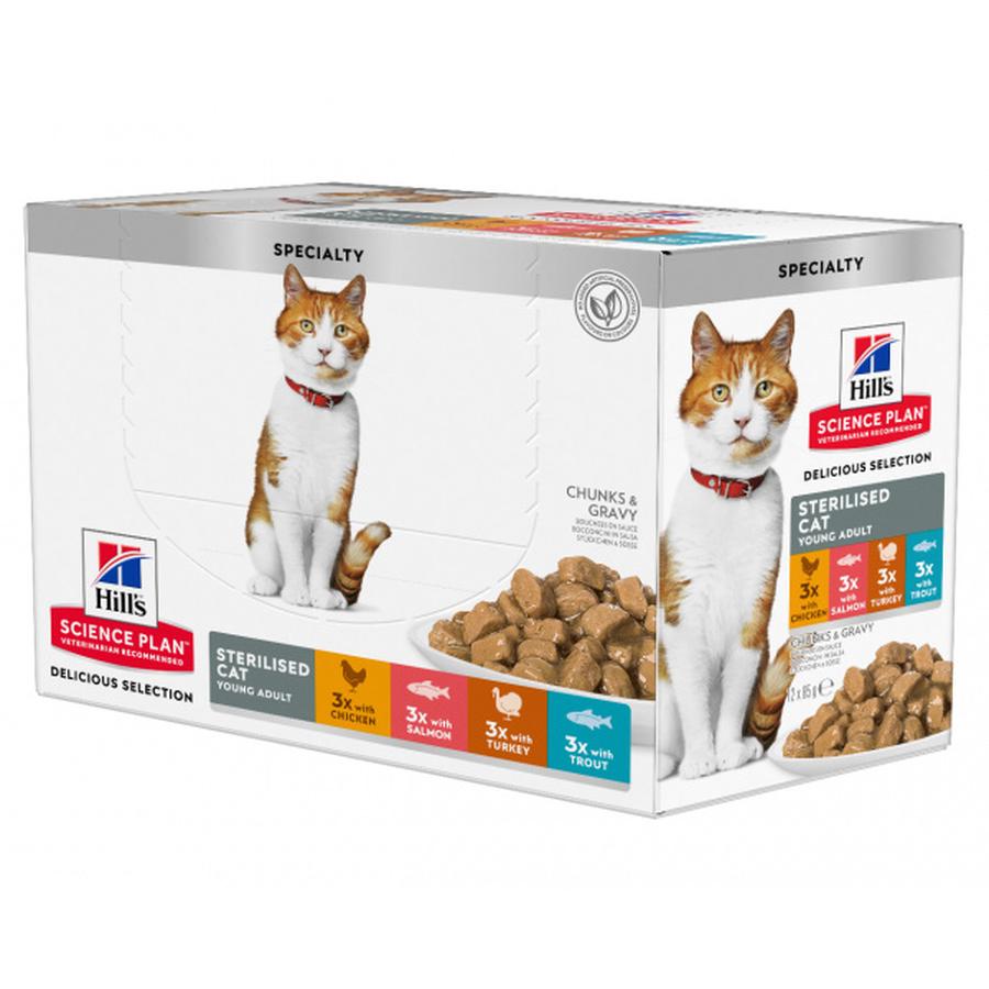 Kapsička Hill´s Science Plan Feline Young Adult Sterilised Multipack Chicken & Trout & Turkey 12x85g