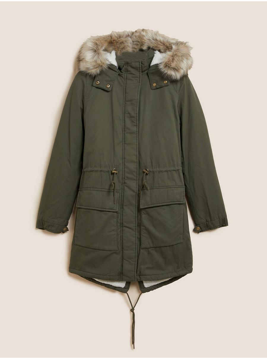 Khaki dámská parka Marks & Spencer