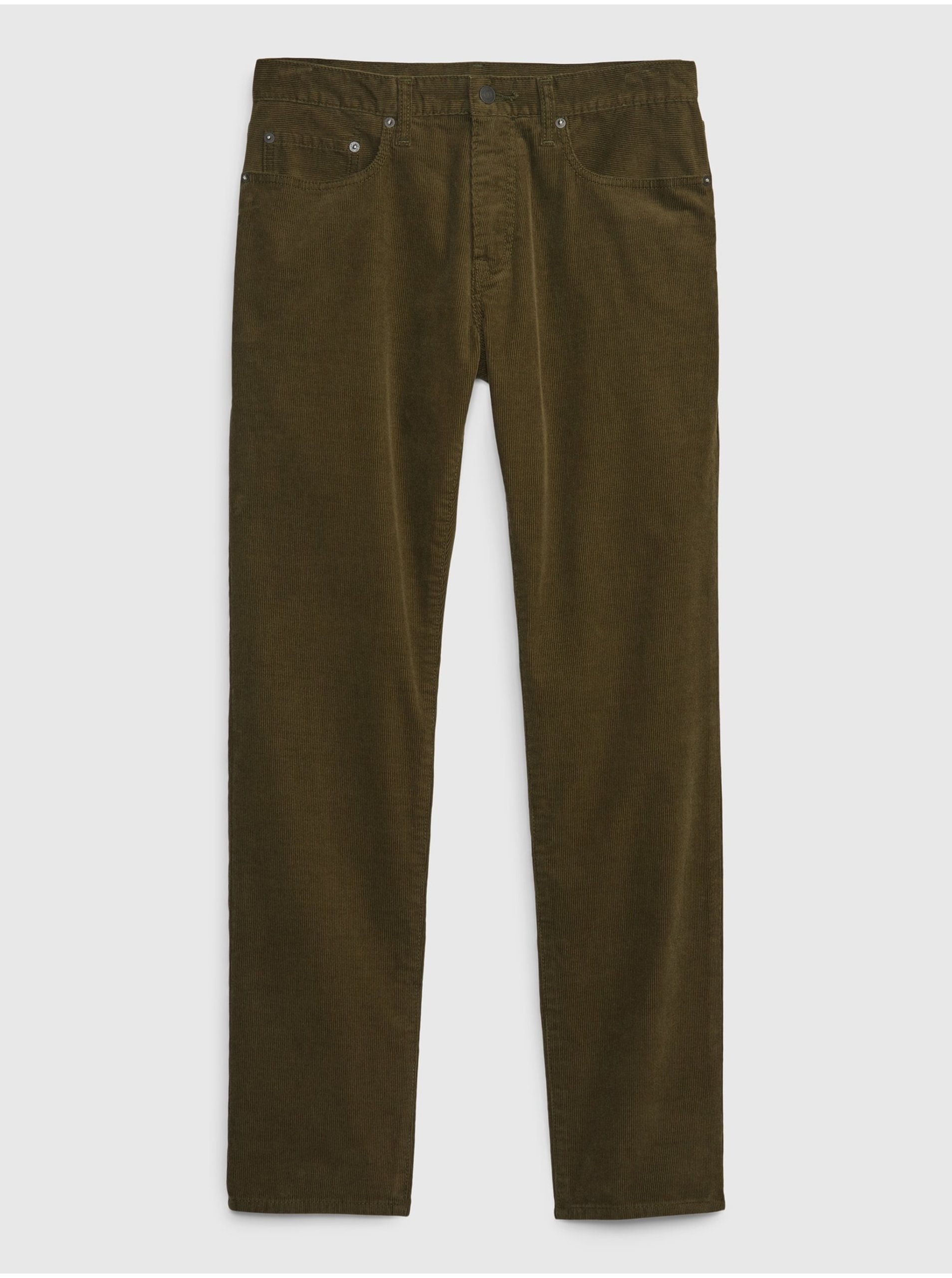 Khaki pánské manšestrové slim fit kalhoty GAP GapFlex