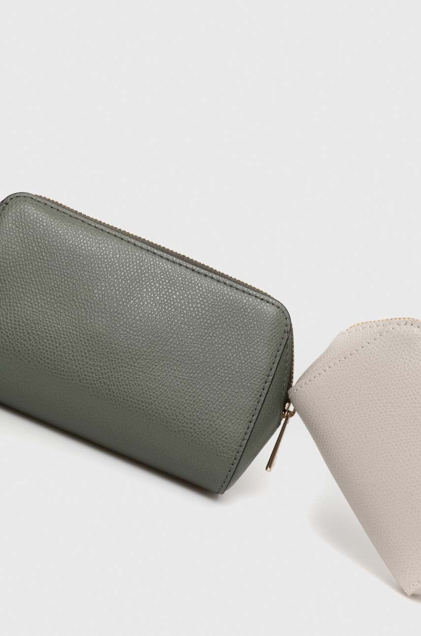 Kožená kosmetická taška Furla 2-pack zelená barva
