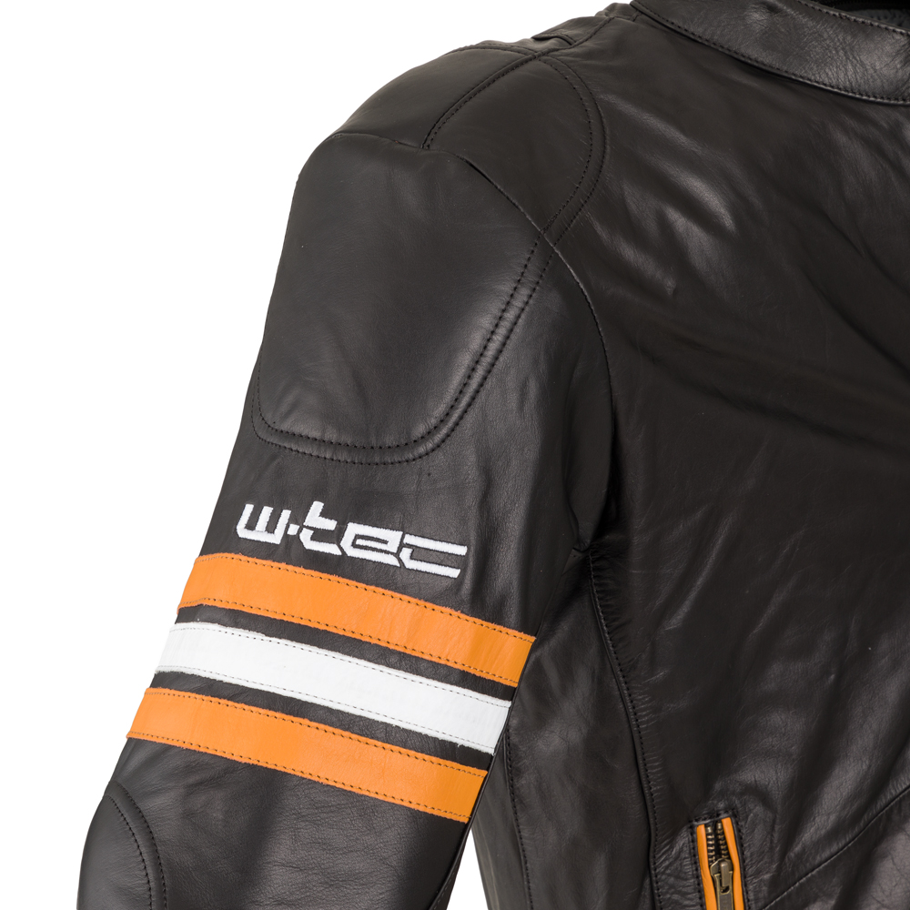 Kožená moto bunda W-TEC Brenerro  Black-Orange-White  4XL