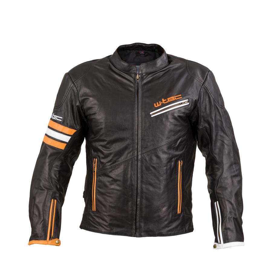 Kožená moto bunda W-TEC Brenerro  Black-Orange-White  4XL