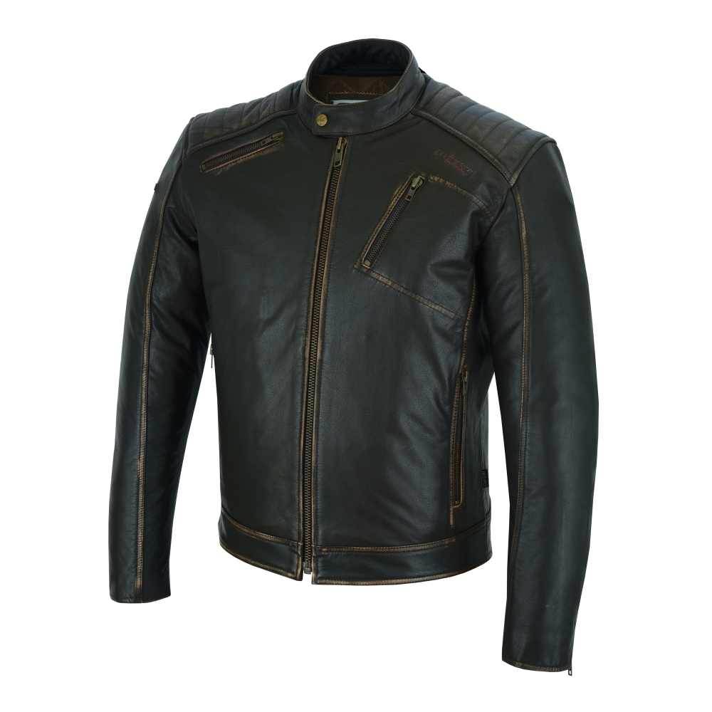 Kožená moto bunda W-TEC Embracer  Vintage Dark Brown  5XL