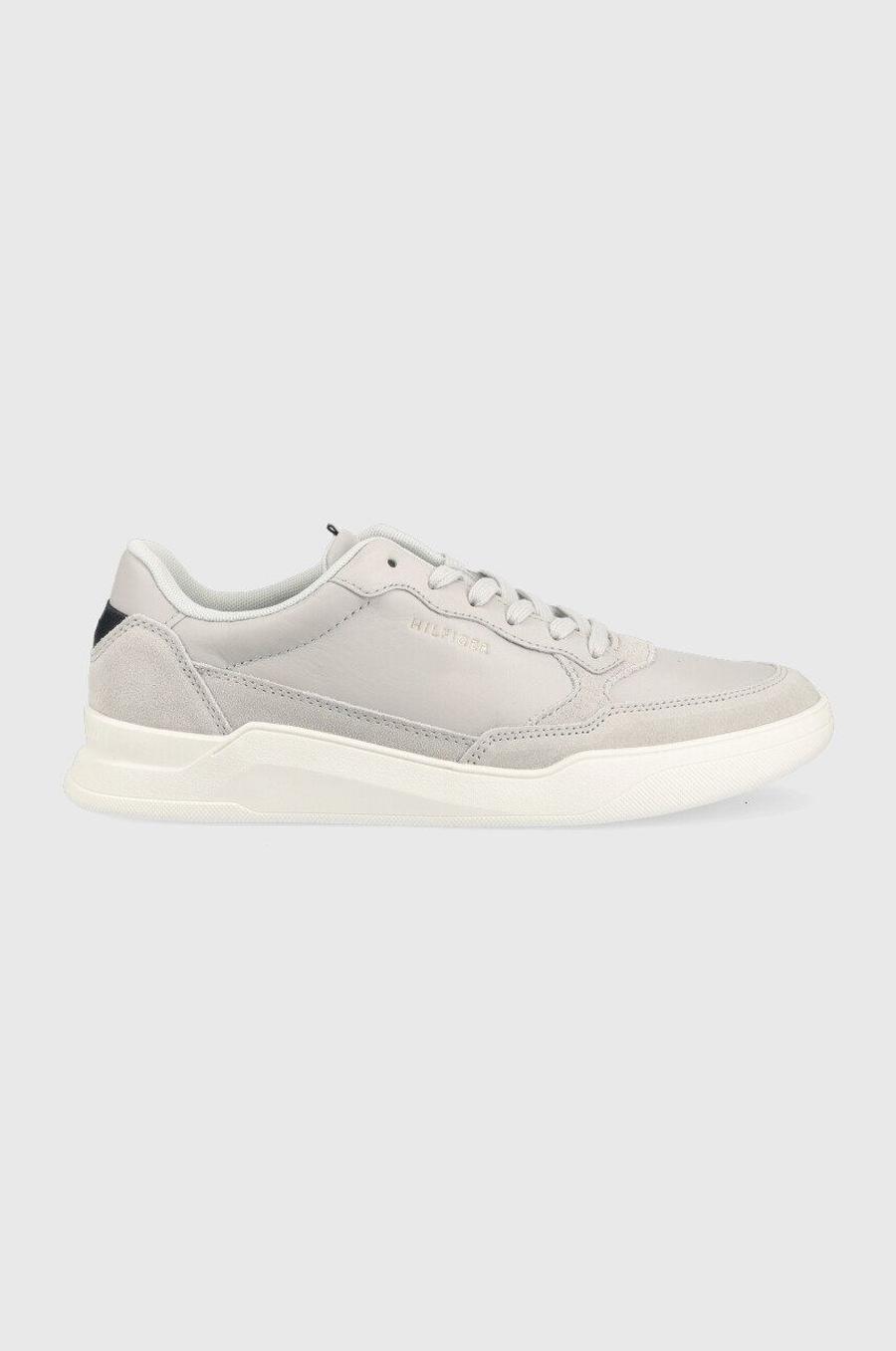 Kožené sneakers boty Tommy Hilfiger FM0FM04358 ELEVATED CUPSOLE LEATHER MIX šedá barva