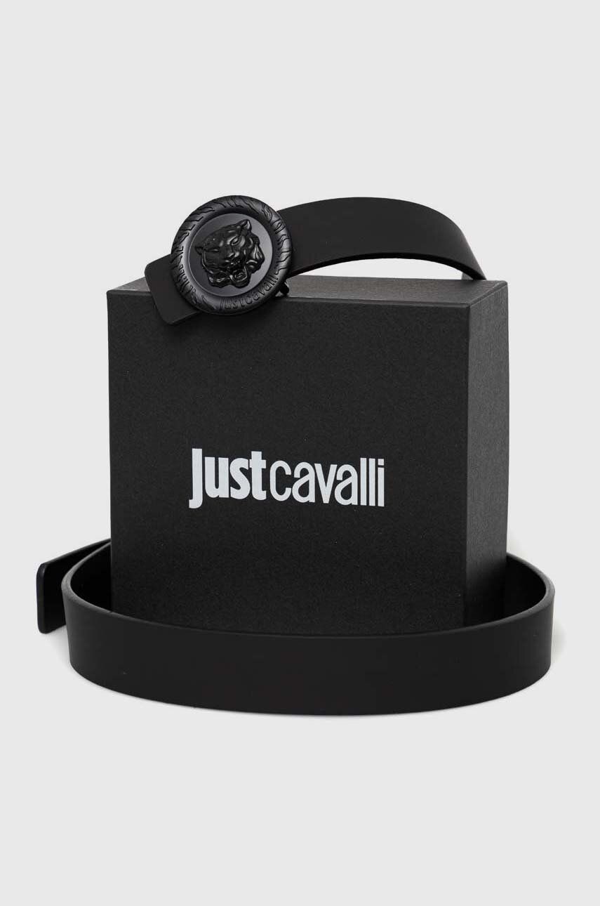 Kožený pásek Just Cavalli pánský, černá barva
