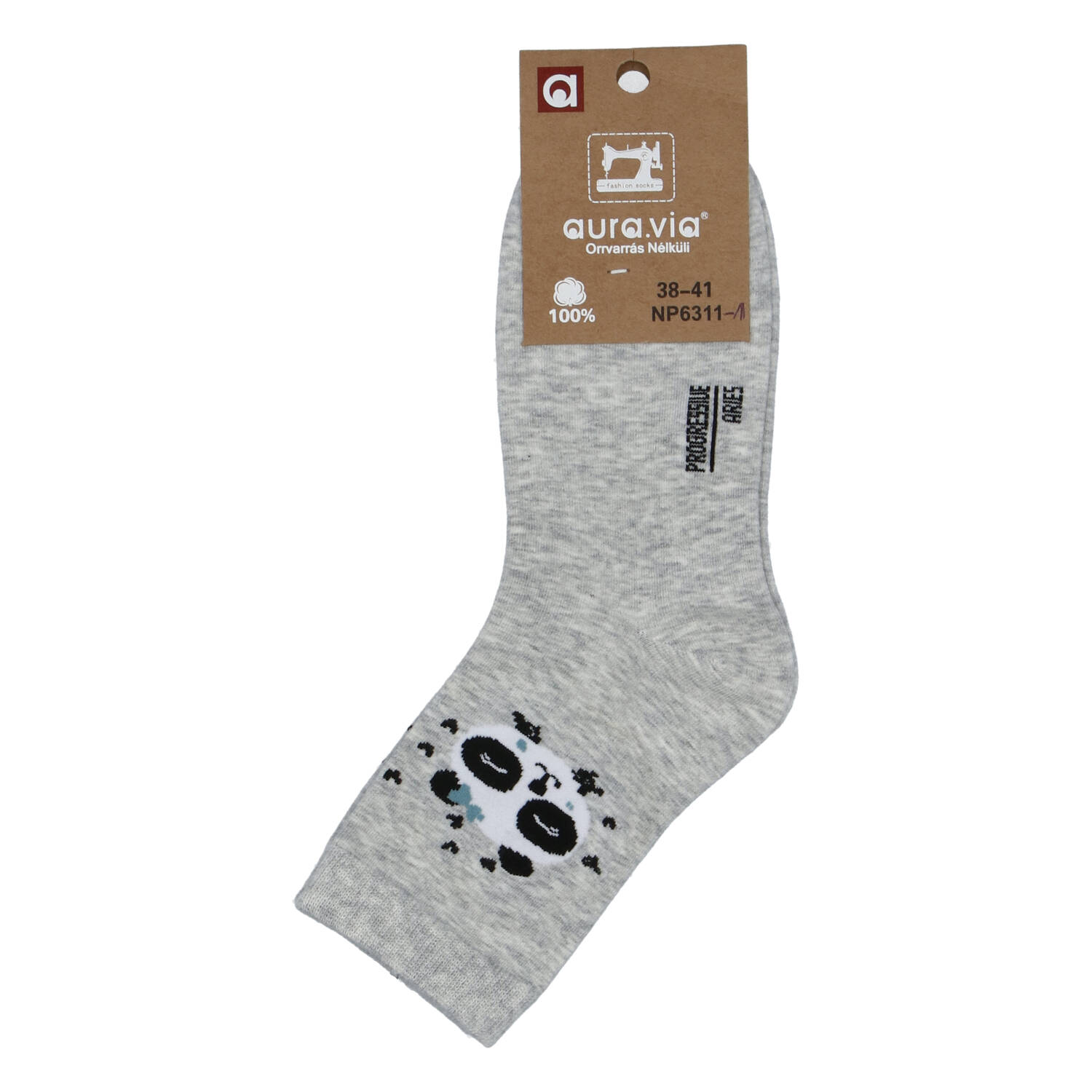 Krásné bavlněné ponožky s pandou, šedé, velikost 35-38