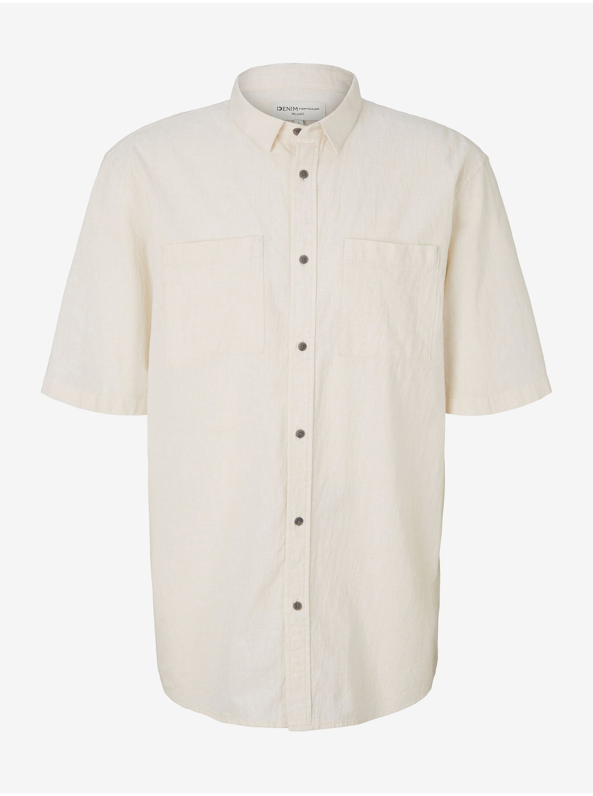 Krémová pánská košile s krátkým rukávem Tom Tailor Denim