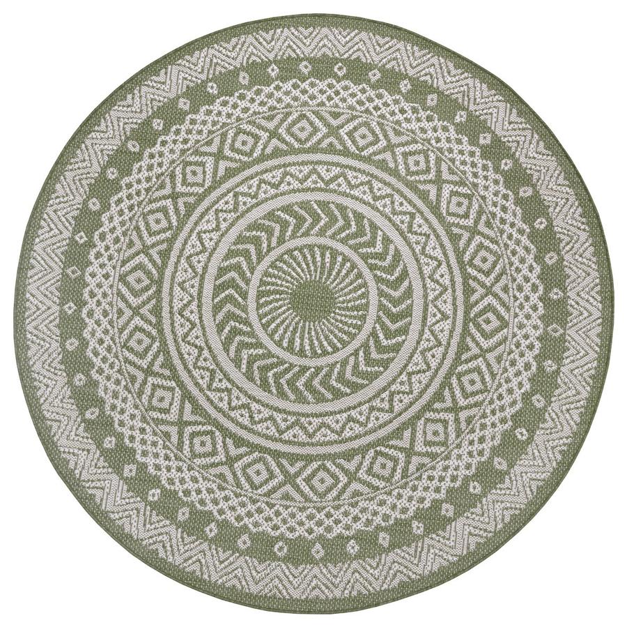 Kusový koberec Flatweave 104858 Green/Cream-120x120  kruh