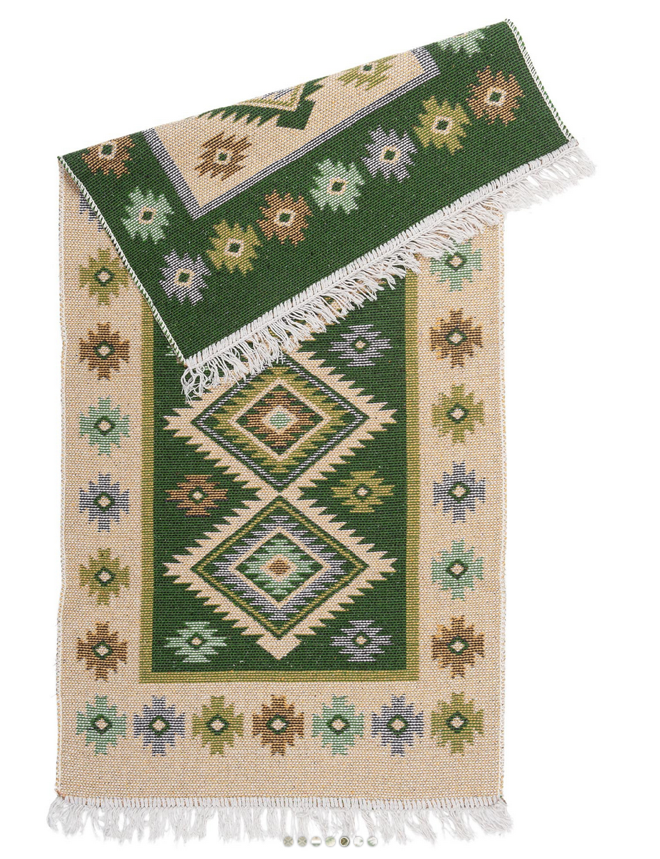Kusový oboustranný vzorovaný koberec KILIM - ROMBY zelená 120x180 cm Multidecor