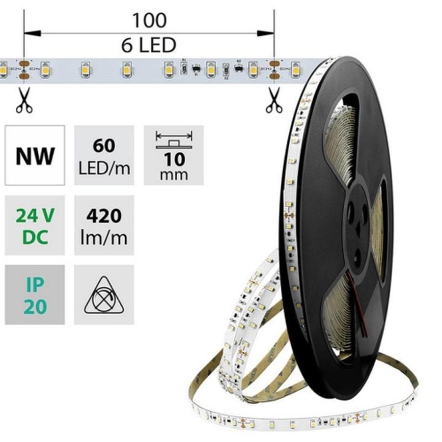 LED pásek McLED 24V neutrální bílá š=10mm IP20 4,8W/m 60LED/m SMD3528 ML-126.794.60.8