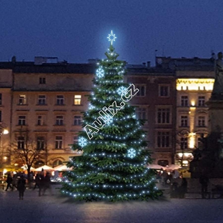 LED světelná sada na stromy vysoké 6-8m, ledová bílá s dekory EFD01