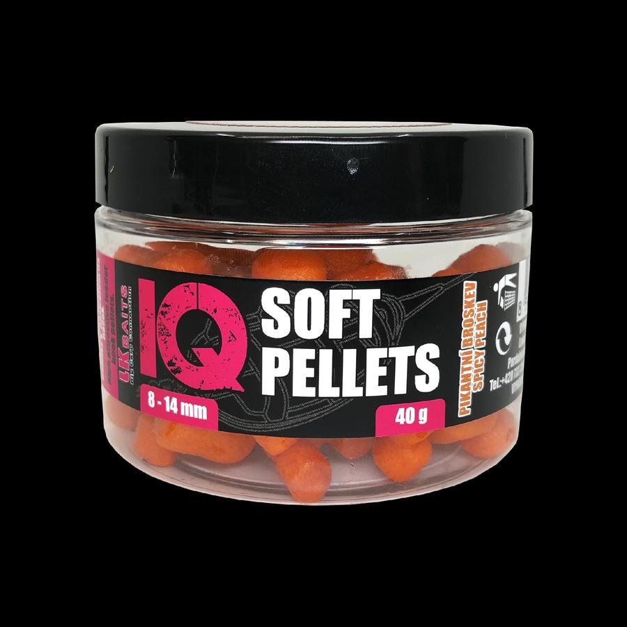 LK Baits IQ Soft Pellets 40g 8 14mm Hmotnost: 40g, Průměr: 8-14mm, Příchuť: Pikantní Broskev