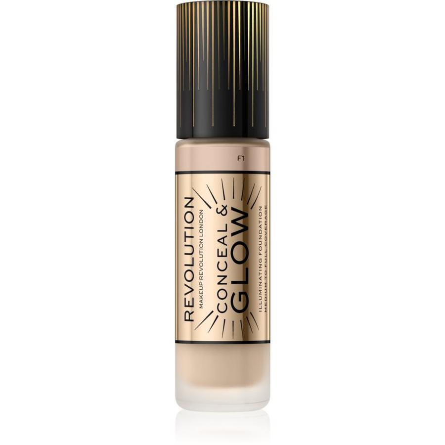 Makeup Revolution Conceal & Glow rozjasňující make-up pro přirozený vzhled odstín F1 23 ml