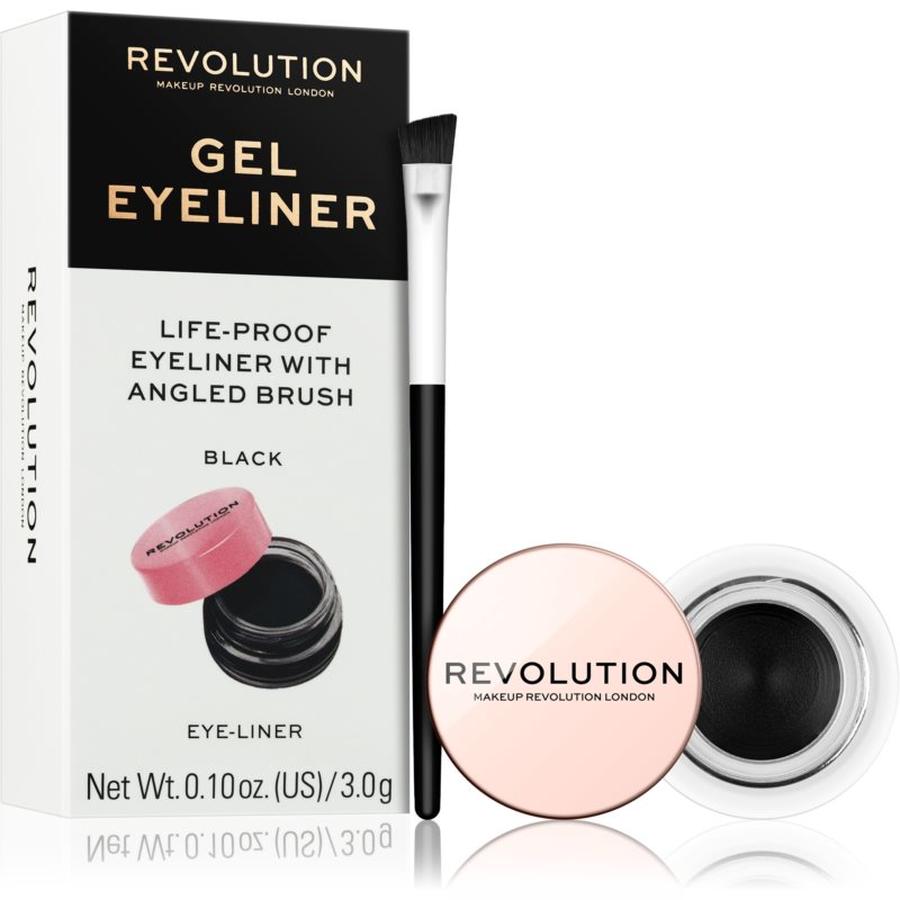 Makeup Revolution Gel Eyeliner Pot gelové oční linky se štětečkem odstín Black 3 g