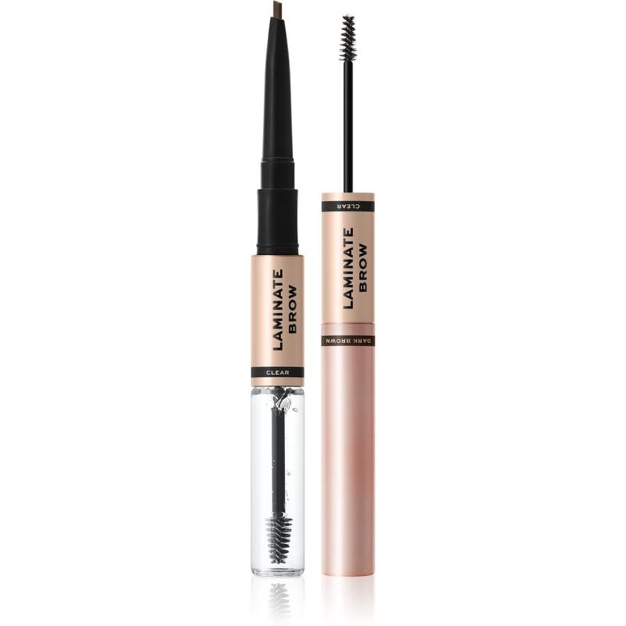 Makeup Revolution Laminate Brow tužka a gel na obočí odstín Dark Brown 2.1 g