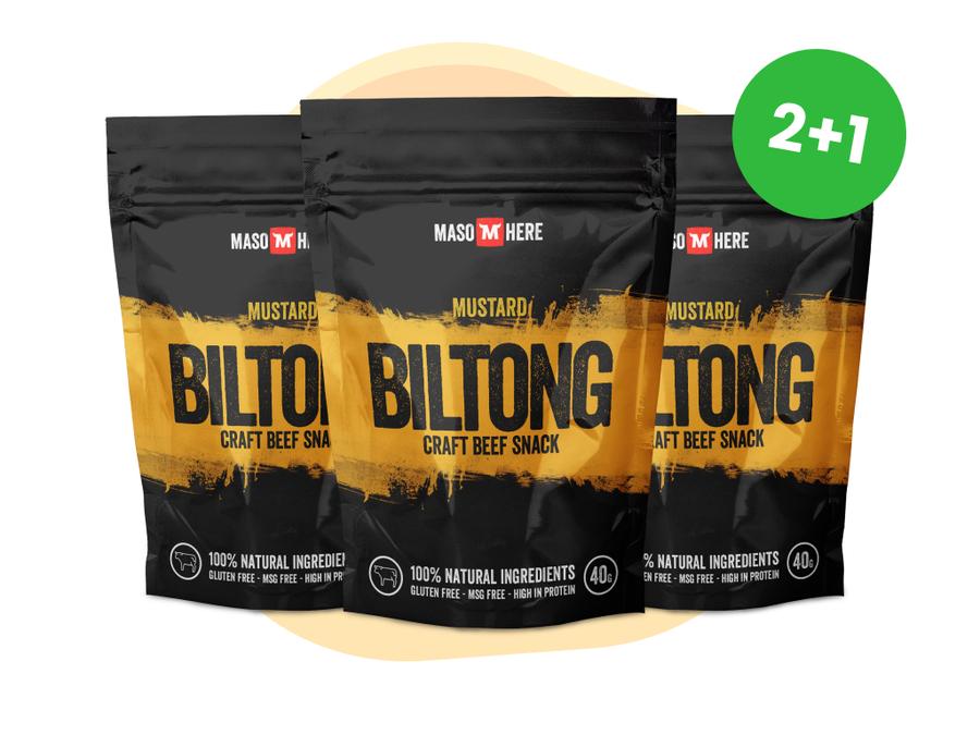 Maso Here - Hovězí Biltong Hořčice 2+1