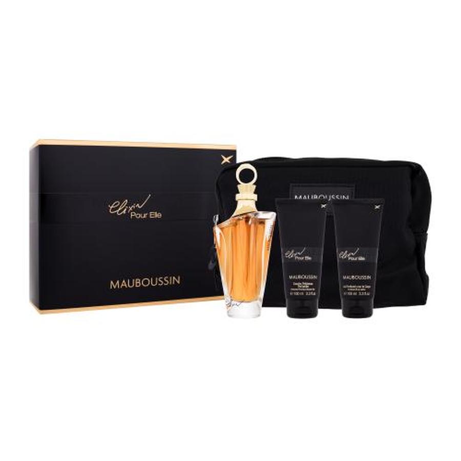 Mauboussin Mauboussin Elixir Pour Elle dárková kazeta parfémovaná voda 100 ml + sprchový gel 100 ml + tělové mléko 100 ml + kosmetická taštička W