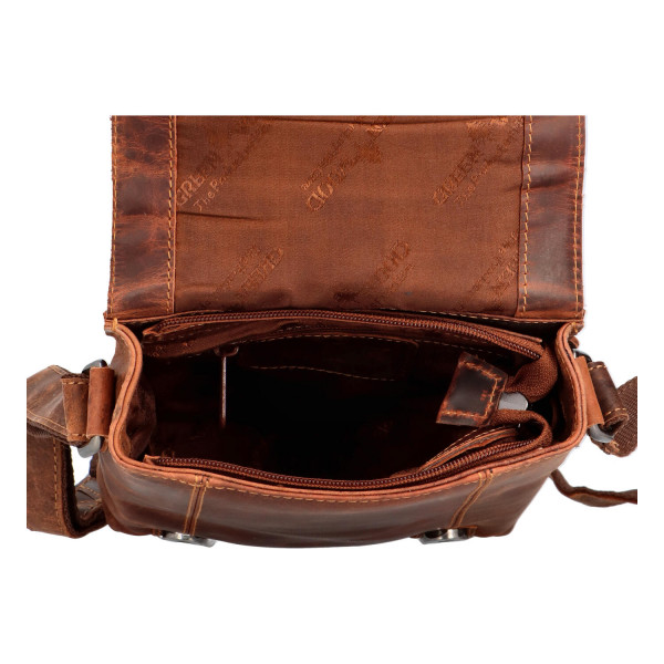 Menší kožená pánská crossbody Raul Green Wood hnědá II