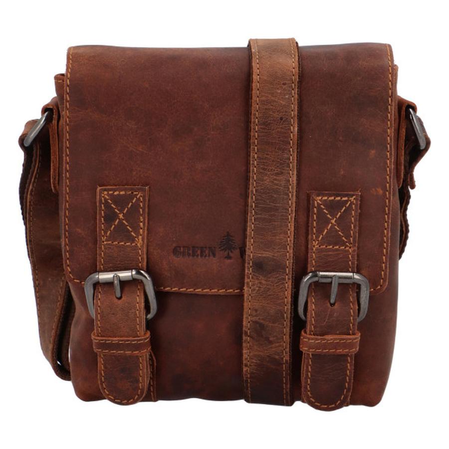 Menší kožená pánská crossbody Raul Green Wood hnědá II