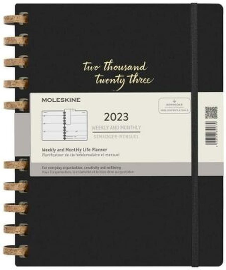 Moleskine Spirálový plánovací zápisník 2023 černý XXL