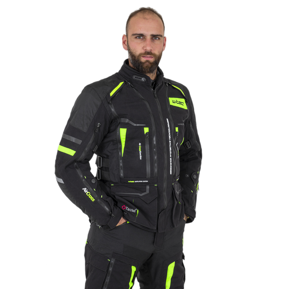 Moto bunda W-TEC Aircross  černá-fluo žlutá  6XL