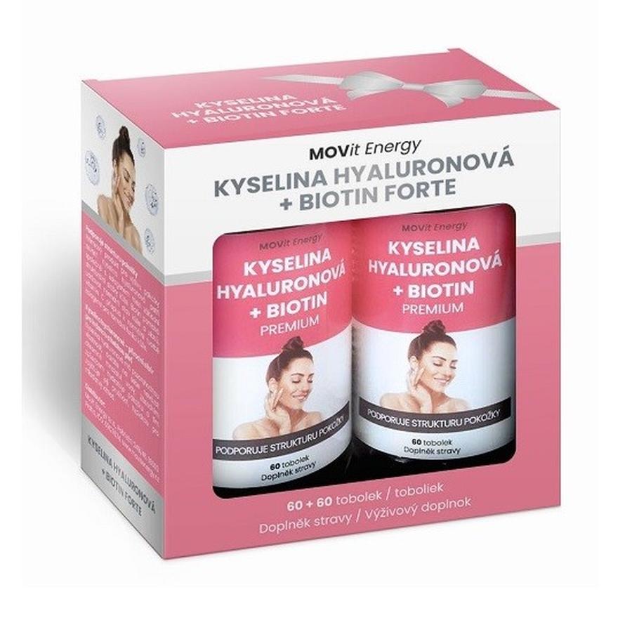 MOVit Energy Dárkový balíček Kyselina hyaluronová + Biotin Forte 60+60 kapslí