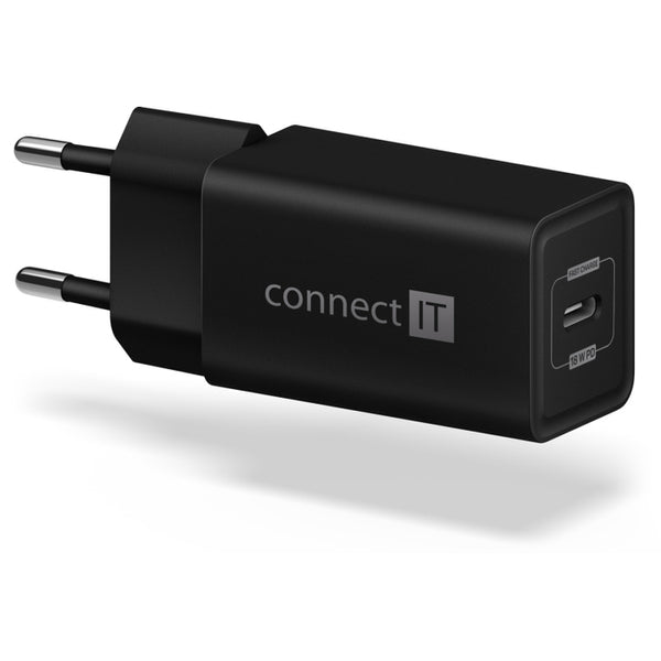 Nabíječka Connect IT 1xUSB TypC, PD Fast Charge, 18W, černá