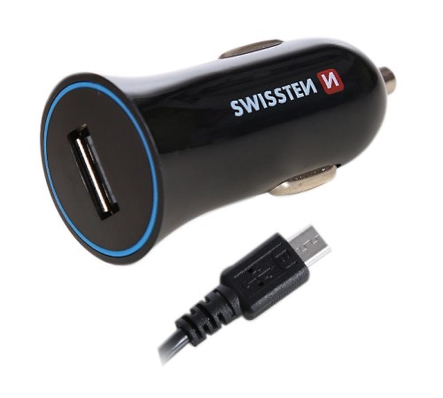 Nabíječka do auta CL SWISSTEN USB + kabel 1A černá