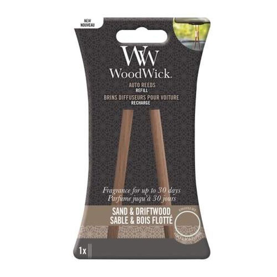 Náplň vůně do auta Woodwick AUTO REEDS Sand&Dritwood