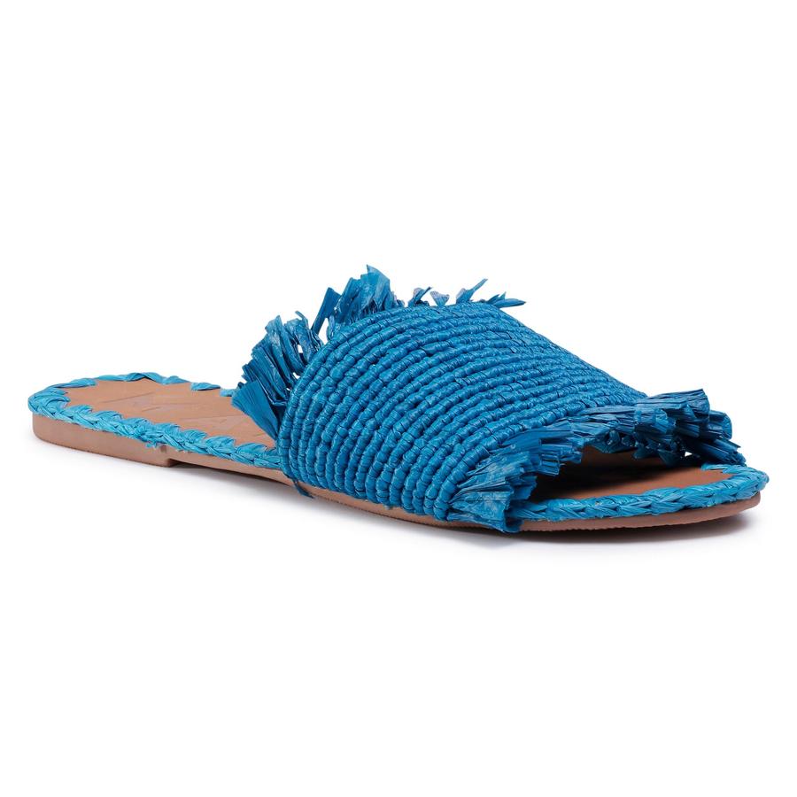 Nazouváky MANEBI - Leather Sandals S 1.9 Y0 Electric Blue Fringed